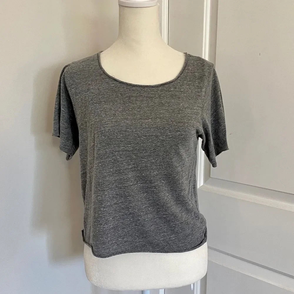 Project Social T Gray Skeleton Open Back Short Sleeve T-Shirt